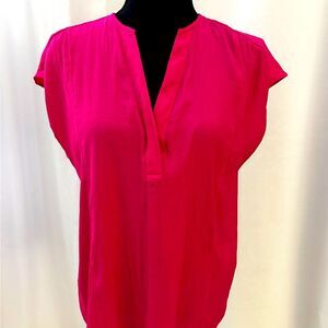 Banana Republic Bright Pink Essential Popover Blouse - Size S
